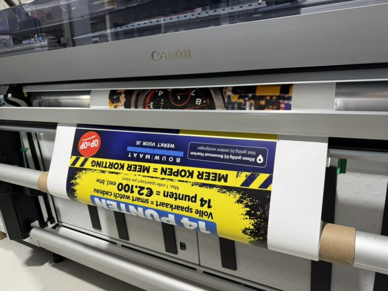 Canon Colorado M5W print een actieposter voor Bouwmaat Haarlem